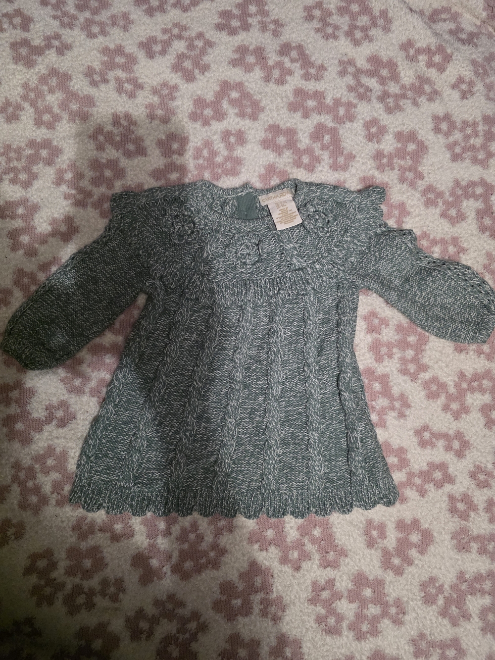 Cynthia Rowley Teal Cable Knit Baby Dress